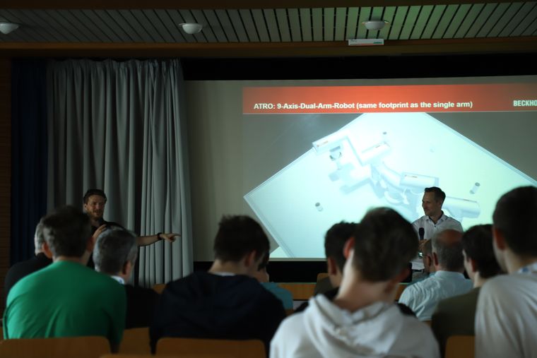 A robotics talk in front of the ECER audience